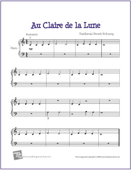 Au Clair De La Lune Free Piano Sheet Music Lyrics And Chords The Songs We Sing