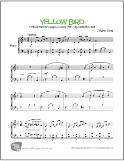 Yellow Bird | Piano Music, Lyrics & Guitar Chords – songs we sing