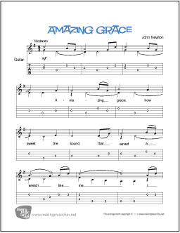 Amazing Grace Guitar Sheet Music Lyrics Chords And Video The Songs We Sing
